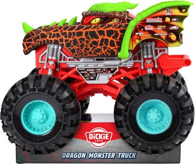 Dickie Toys Dragon Monster Truck – Drachen-Lava-Design XXL-Reifen & Freilauf