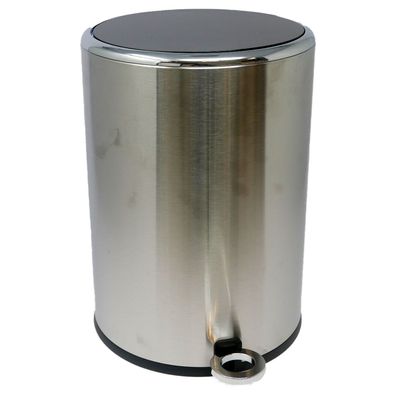 B&S Kosmetikeimer Edelstahl rund 5 Liter silber mit Absenkautomatik