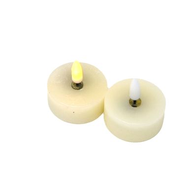 B&S LED Teelichter Echtwachs Flackereffekt 2er Set Creme Rund Ø 4,5 cm