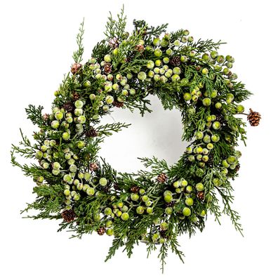 B&S Beerenkranz grün Kunstpflanzen Weihnachtskranz Ø 40cm