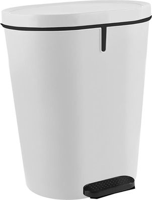Tritt-Mülleimer oval aus Kunststoff 25 Liter in Weiß