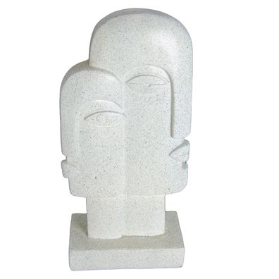 Moderne Dekofigur Abstraktes Gesicht aus Polyresin Weiss H 28 cm
