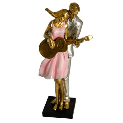 Design-Skulptur Paar mit Gitarre aus Polyresin H 30 cm