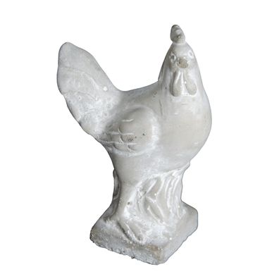 Dekorative Hahn Dekofigur aus Zement H 14 cm