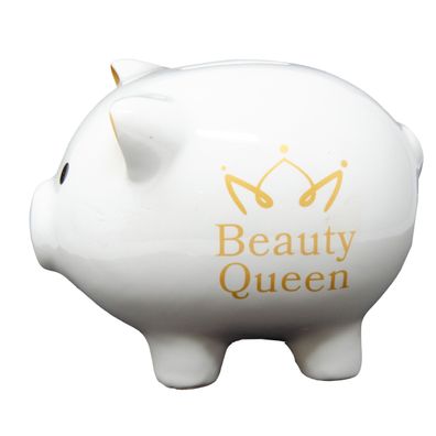 Charmantes Sparschwein aus Dolomit mit Beauty Queen Aufdruck