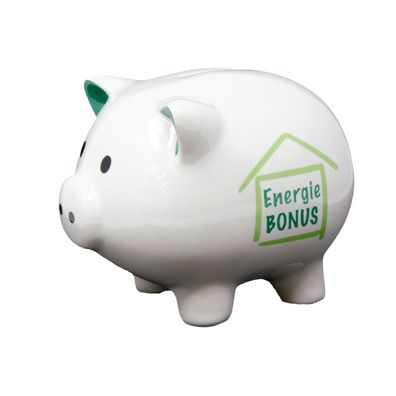 Charmantes Sparschwein aus Dolomit mit Energiebonus Aufdruck
