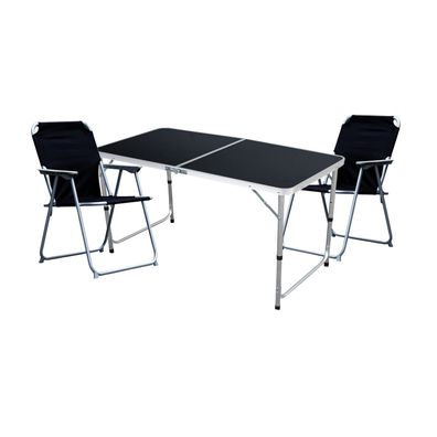 3-teiliges Campingmöbel Set Black Edition Alu Tragegriff Camping 120x60x58/70cm