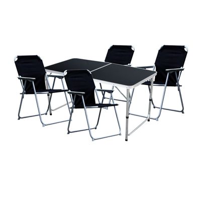 5-teiliges Campingmöbel Set Black Edition Alu Tragegriff Camping 120x60x58/70cm