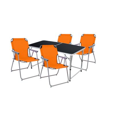 5-teiliges Campingmöbel Set Black Edition Alu Tragegriff Camping 120x60x58/70cm