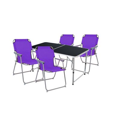 5-teiliges Campingmöbel Set Black Edition Alu Tragegriff Camping 120x60x58/70cm