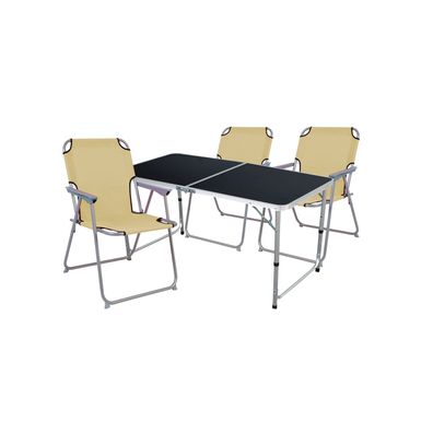 4-teiliges Campingmöbel Set Black Edition Alu Tragegriff Camping 120x60x58/70cm