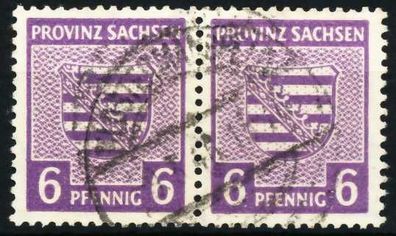 SBZ PROV. Sachsen Nr 76Ya zentrisch gestempelt WAAGR PAAR X65952A