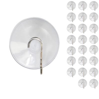 24 x Saughaken Ø38mm Aufhänger mit Saugnapf Metallhaken auf Glas Fliesen Spiegel