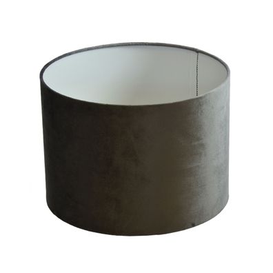 B&S Lampenschirm Ø 25 x 18 cm dunkelgrau Velour Zylinderförmig