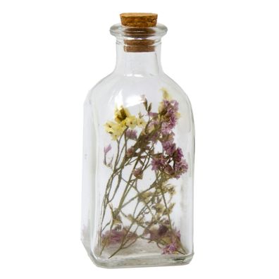 Dekorative Trockenblumen im Mini Flasche Flieder 13 x 6,5 x 6,5 cm