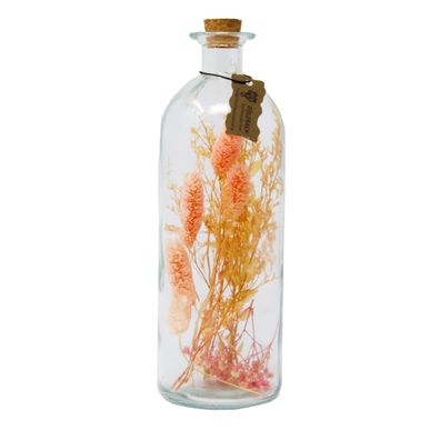 Trockenblumen in Flasche mit Korkverschluss Apricot 27 x Ø 9 cm