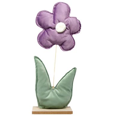 Deko Aufsteller Blume aus Samt Violett und Grün 45 x 20 x 8 cm