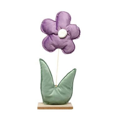 Deko Auifsteller Blume aus Samt Violett und Grün 35 x 16 x 8 cm