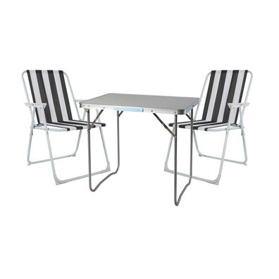 3-tlg. Campingmöbel Set Aluminium Tragegriff Campingtisch + 2 Klappstühle Textil