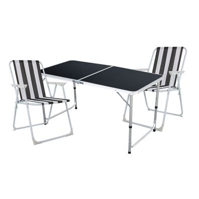 3-tlg. Campingmöbel Set Aluminium Tragegriff Campingtisch + 2 Klappstühle Textil