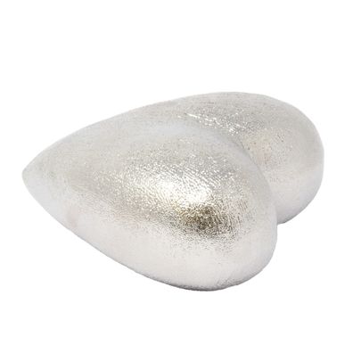 Keramik Deko Herz Silber 13 x 13 x 6 cm - Glänzende Oberfläche