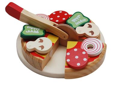 Tanner Pizza aus Holz zum Schneiden mit Toppings & Zubehör Kaufladen