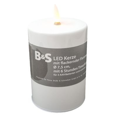 LED Kerze Weiß 3D Flamme Timer Außen 10cm