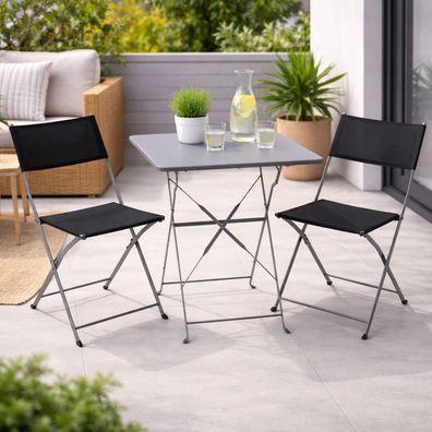 3tlg Balkonmöbel Set Bistroset Outdoormöbel Garten Anthrazit klappbar 60x60x71cm