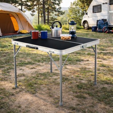 XL Alu Klapptisch Campingtisch Beistelltisch Gartentisch schwarz 80x80x70cm