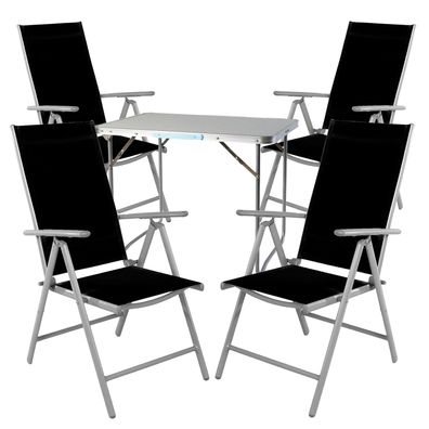 5-tlg. Campingmöbel Set Aluminium Tragegriff Campingtisch + 4 Klappstühle Textil