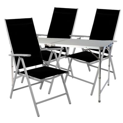 4-tlg. Campingmöbel Set Aluminium höhenverstellbar Campingtisch + 3 Klappstühle