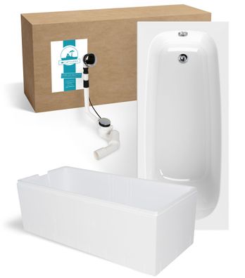 Calmwaters Badewanne Komplettset 170x75 cm Original mit Wannenträger & Ablaufgarnitur