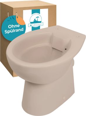Calmwaters Spülrandloses Stand-WC, Tiefspüler mit waagerechtem Abgang in Bahamabeige