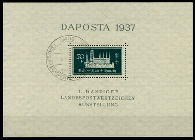 DANZIG 1937 Block1b-SO zentrisch gestempelt X6DD196