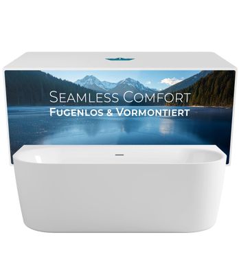 Calmwaters Vorwand-Badewanne Komplettset 180x80 cm Seamless Comfort