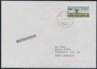 BERLIN ATM 1-070 Briefdrucksache EF FDC X7E46CE