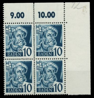FZ BADEN 1. Ausgabe Spezialisiert Nr 3yvI postfrisch VI X8241F2