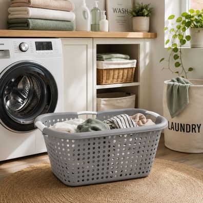 Kunststoff Wäschekorb Wäschesammler Wäschebox Wäschebehälter 26L / B60xL40XH22cm