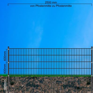Doppelstabmattenzaun Moosgrün 6-5-6 mit KlemmplÃ¤ttchen