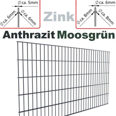 Doppelstabmatten einzeln Drahtmatte Höhe 630 bis 2030 mm Stärke: 6/5/6 o. 8/6/8