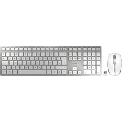 Cherry CHERRY DW9100 Wireless SLIM Maus&Tastatur DE weiß silber