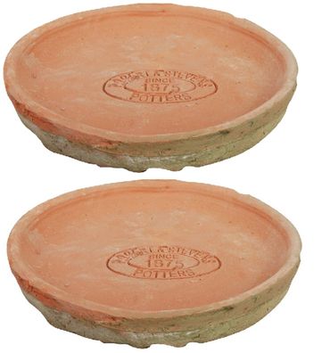 2er Set Aged Terracotta Untersetzer rund Ø 16,5 cm Planzen Blumen Topf Ton Töpfe