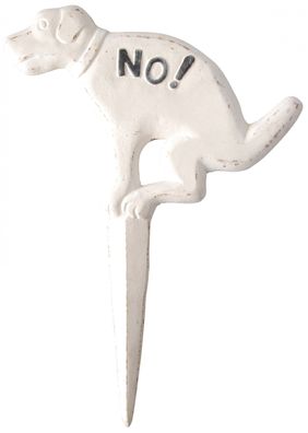 Hundeschild Hundeklo "NO!" keine Hunde antik weiß Gusseisen ca.23,8x1,8x33,3cm