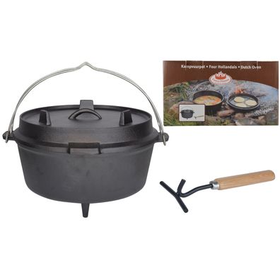 Esschert Dutch-Ofen Kochtopf Gusseisen Topf für offene Feuerstelle H19 cm Ø31 cm