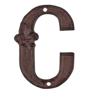 Gusseiserne Hausnummerzusatz "C" Robust, Rustikal und Zeitlos In Braun