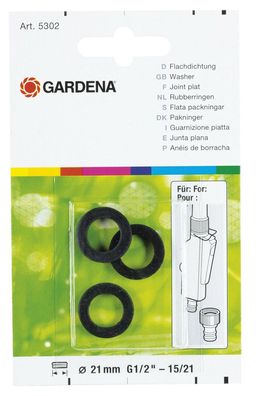 Gardena Flachdichtung 3er Set: Original Gardena System Dichtung