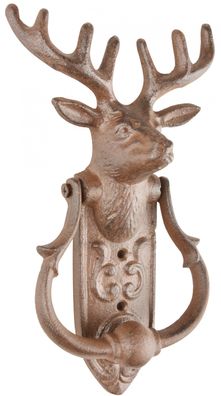 Esschert Design Hirsch Türklopfer Landhaus Gusseisen braun Metall Tür Hirschkopf