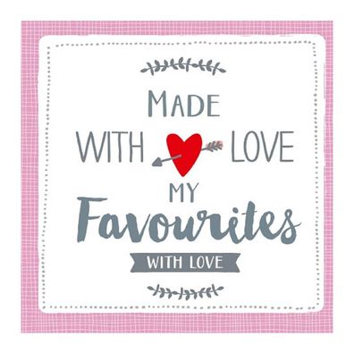 Niedliche Papierservietten mit Schriftzug "Made with Love" und Herz, 20 Stück