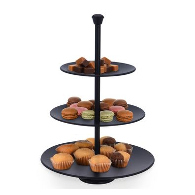 Metall Servierregal Servierständer Etagere Ständer schwarz mit 3 Etagen Ø25cm