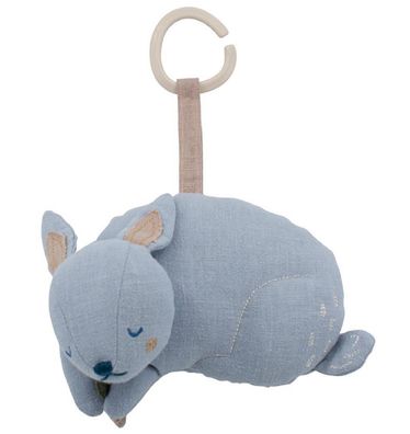 Süße SEBRA Spieluhr "Bluebell" Kaninchen aus Leinen. Guten Abend - Gute Nacht